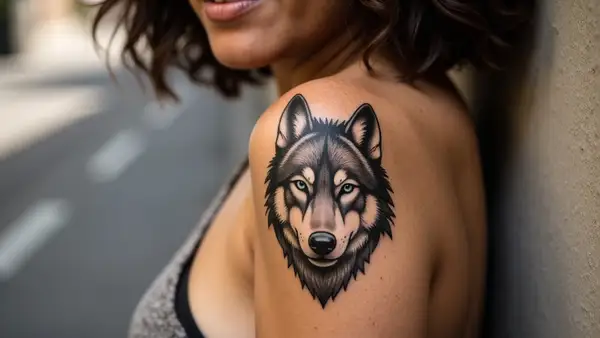 Majestic Lone Wolf Tattoo